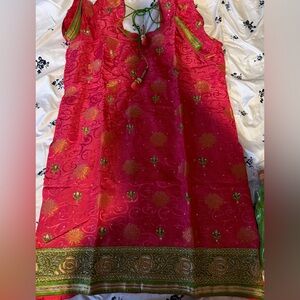 Vibrant Pink and Gold Traditional Salwar Suit